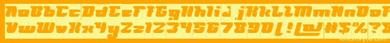 フォントFUTURISM Inverse – オレンジの背景に黄色の文字