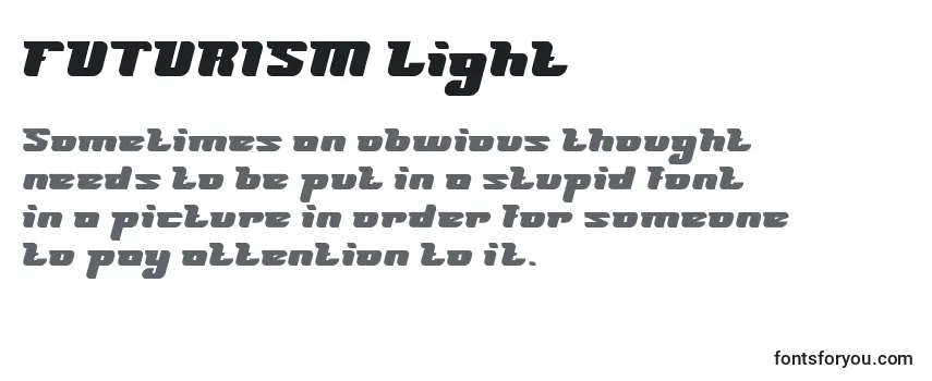 Überblick über die Schriftart FUTURISM Light