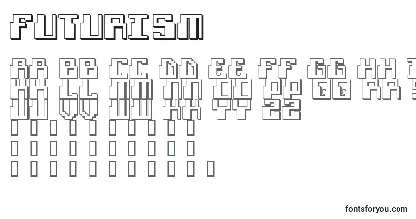 Fuente FUTURISM (127535) - alfabeto, números, caracteres especiales