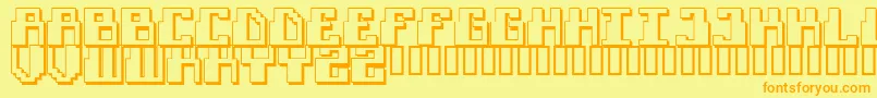 FUTURISM-fontti – oranssit fontit keltaisella taustalla