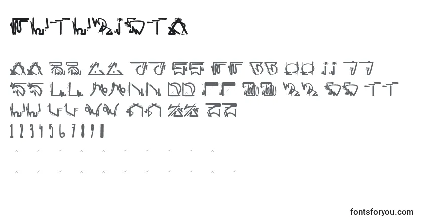 Czcionka Futurista – alfabet, cyfry, specjalne znaki