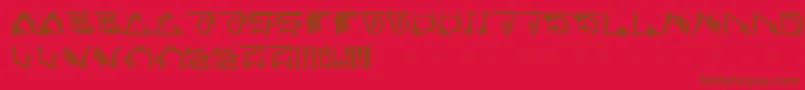futurista-Schriftart – Braune Schriften auf rotem Hintergrund