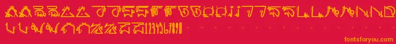 フォントfuturista – 赤い背景にオレンジの文字