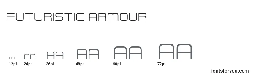 Размеры шрифта Futuristic Armour