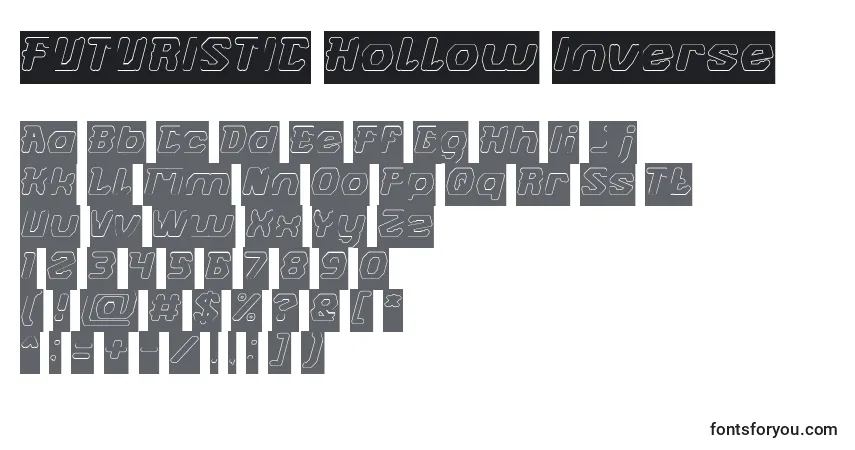 Schriftart FUTURISTIC Hollow Inverse – Alphabet, Zahlen, spezielle Symbole