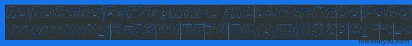 フォントFUTURISTIC Hollow Inverse – 黒い文字の青い背景