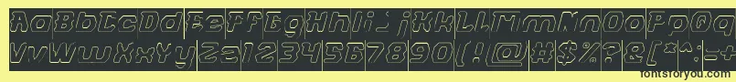 フォントFUTURISTIC Hollow Inverse – 黒い文字の黄色い背景