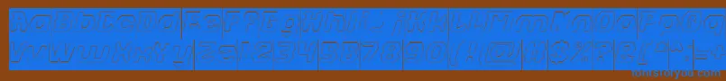 フォントFUTURISTIC Hollow Inverse – 茶色の背景に青い文字