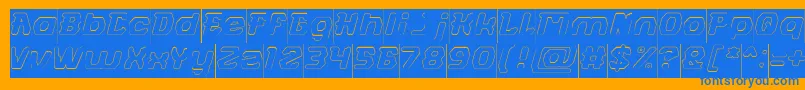 フォントFUTURISTIC Hollow Inverse – オレンジの背景に青い文字