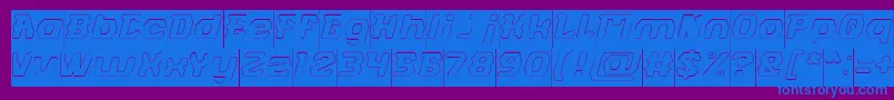 フォントFUTURISTIC Hollow Inverse – 紫色の背景に青い文字