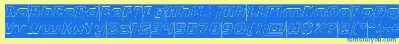 FUTURISTIC Hollow Inverse-fontti – siniset fontit keltaisella taustalla