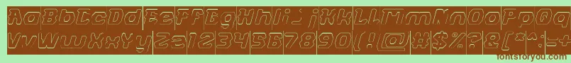 フォントFUTURISTIC Hollow Inverse – 緑の背景に茶色のフォント