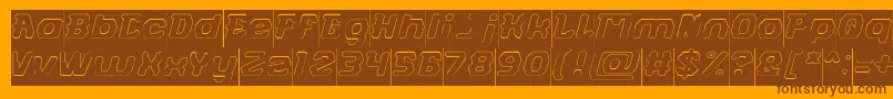 FUTURISTIC Hollow Inverse-Schriftart – Braune Schriften auf orangefarbenem Hintergrund