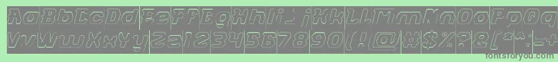 フォントFUTURISTIC Hollow Inverse – 緑の背景に灰色の文字