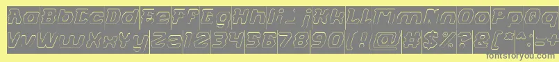 フォントFUTURISTIC Hollow Inverse – 黄色の背景に灰色の文字