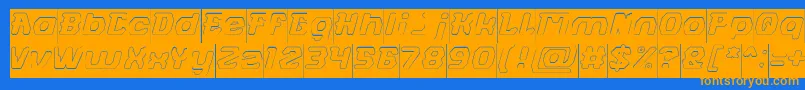 FUTURISTIC Hollow Inverse-Schriftart – Orangefarbene Schriften auf blauem Hintergrund