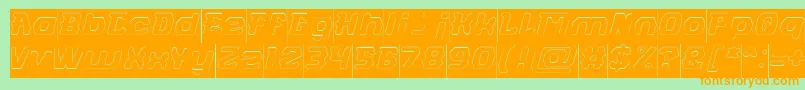 FUTURISTIC Hollow Inverse-fontti – oranssit fontit vihreällä taustalla