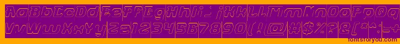 FUTURISTIC Hollow Inverse-Schriftart – Violette Schriften auf orangefarbenem Hintergrund
