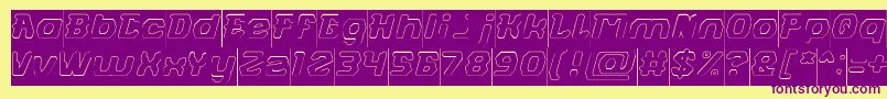 Шрифт FUTURISTIC Hollow Inverse – фиолетовые шрифты на жёлтом фоне