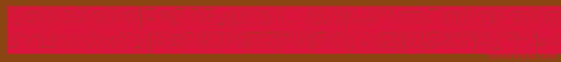 フォントFUTURISTIC Hollow Inverse – 赤い文字が茶色の背景にあります。