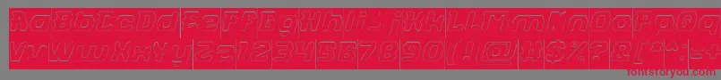 フォントFUTURISTIC Hollow Inverse – 赤い文字の灰色の背景