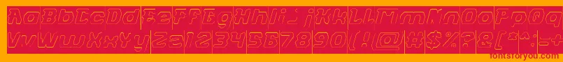 FUTURISTIC Hollow Inverse-Schriftart – Rote Schriften auf orangefarbenem Hintergrund