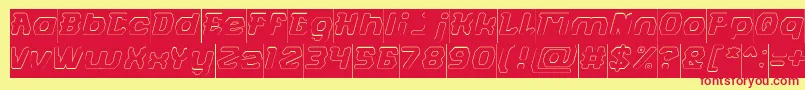 Шрифт FUTURISTIC Hollow Inverse – красные шрифты на жёлтом фоне