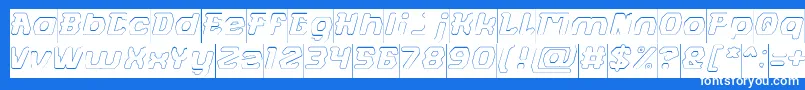 フォントFUTURISTIC Hollow Inverse – 青い背景に白い文字