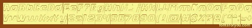 フォントFUTURISTIC Hollow Inverse – 黄色のフォント、茶色の背景