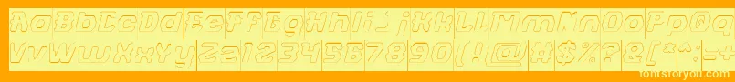 FUTURISTIC Hollow Inverse-Schriftart – Gelbe Schriften auf orangefarbenem Hintergrund