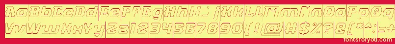 フォントFUTURISTIC Hollow Inverse – 黄色の文字、赤い背景