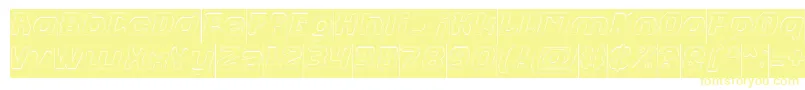 FUTURISTIC Hollow Inverse-Schriftart – Gelbe Schriften auf weißem Hintergrund