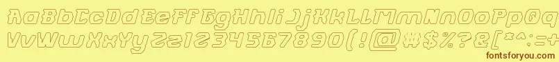 FUTURISTIC Hollow Font – Brown Fonts on Yellow Background