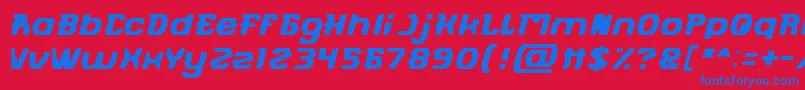 フォントFUTURISTIC Light – 赤い背景に青い文字