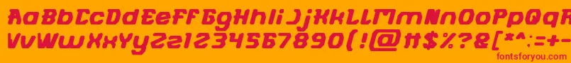 FUTURISTIC-Schriftart – Rote Schriften auf orangefarbenem Hintergrund