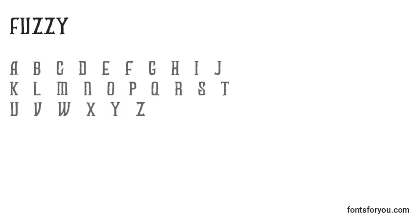 Шрифт FUZZY bold demo – алфавит, цифры, специальные символы