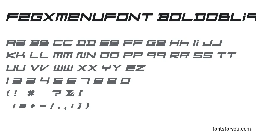 Шрифт FZGXMenuFont BoldOblique – алфавит, цифры, специальные символы
