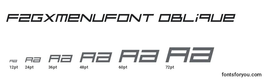 Размеры шрифта FZGXMenuFont Oblique
