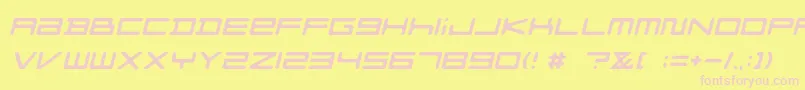 FZGXMenuFont ObliqueRounded-fontti – vaaleanpunaiset fontit keltaisella taustalla