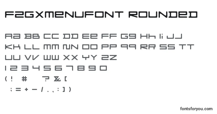 Czcionka FZGXMenuFont Rounded – alfabet, cyfry, specjalne znaki
