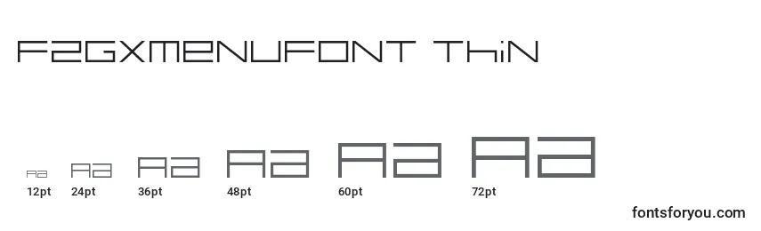 Размеры шрифта FZGXMenuFont Thin