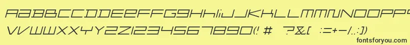 フォントFZGXMenuFont ThinOblique – 黒い文字の黄色い背景