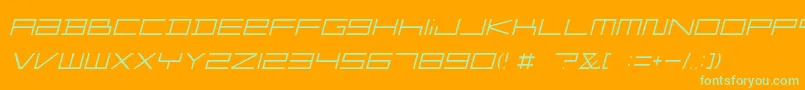 Шрифт FZGXMenuFont ThinOblique – зелёные шрифты на оранжевом фоне
