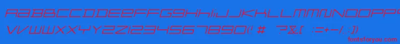 FZGXMenuFont ThinOblique-fontti – punaiset fontit sinisellä taustalla