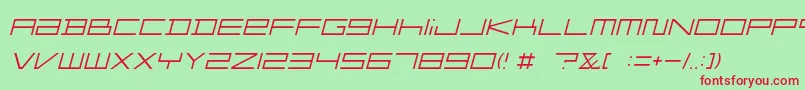 フォントFZGXMenuFont ThinOblique – 赤い文字の緑の背景