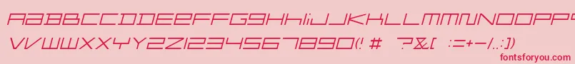 フォントFZGXMenuFont ThinOblique – ピンクの背景に赤い文字