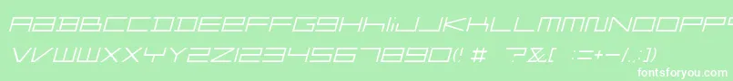 FZGXMenuFont ThinOblique-fontti – valkoiset fontit vihreällä taustalla