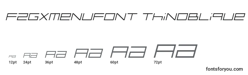 FZGXMenuFont ThinOblique Font Sizes
