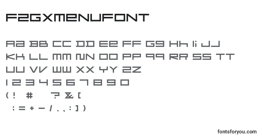 Schriftart FZGXMenuFont – Alphabet, Zahlen, spezielle Symbole