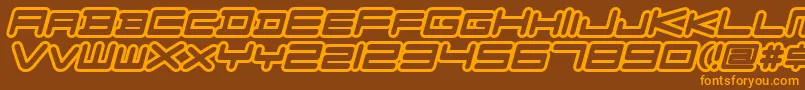 フォントFZGXVenueFontOutlines Oblique – オレンジ色の文字が茶色の背景にあります。